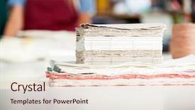  Presentation with paper making - PPT layouts enhanced with closeup of stacked papers ready background and a lemonade colored foreground