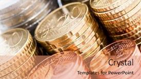  Presentation with euro - Cool new presentation theme with closeup of stacks of euro backdrop and a coral colored foreground