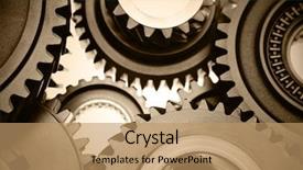  Presentation with steel - Theme enhanced with closeup of steel gears meshing background and a  colored foreground