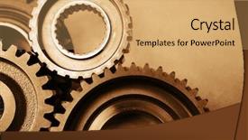  Presentation with steel - Colorful PPT theme enhanced with closeup of steel gears meshing backdrop and a coral colored foreground