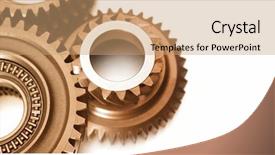  Presentation with steel audio - Presentation theme having closeup of steel gears meshing background and a  colored foreground