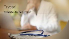  Presentation with agenda - Presentation design consisting of closeup-of-stethoscope-set background and a coral colored foreground