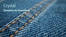  Presentation with denim - Presentation theme with closeup-of-stitching background and a ocean colored foreground