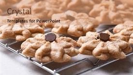  Presentation with chocolate chip cookies - Presentation design having closeup-of-sugar-cookies background and a coral colored foreground