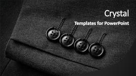  Presentation with formal - Slide set enhanced with closeup of suit buttons background and a dark gray colored foreground