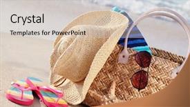  Presentation with beach bag - Colorful presentation design enhanced with closeup of summer beach bag backdrop and a lemonade colored foreground