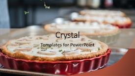  Presentation with pies - Beautiful theme featuring closeup of tasty pies with mushrooms cooked on the kitchen in restaurant backdrop and a soft green colored foreground