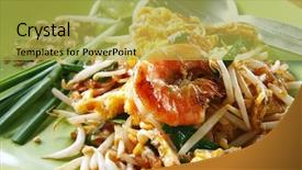  Presentation with pad thai - Amazing theme having closeup of thai stir-fried backdrop and a yellow colored foreground
