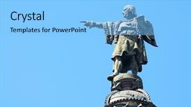  Presentation with columbus - Theme enhanced with rambla - closeup of the columbus monument background and a light blue colored foreground