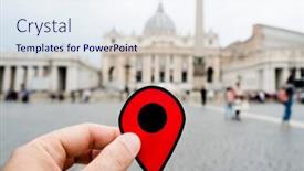  Presentation with vatican - Colorful slide set enhanced with closeup of the hand of a caucasian man holding a red marker at the famous basilica of st peter in the vatican italy backdrop and a sky blue colored foreground