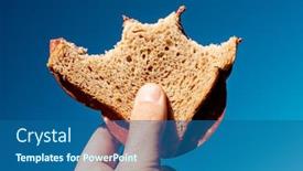  Presentation with vegan - Amazing PPT theme having closeup-of-the-hand backdrop and a ocean colored foreground