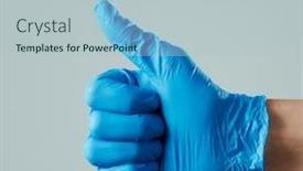  Presentation with surgical gloves - Colorful slide deck enhanced with closeup-of-the-hand backdrop and a light blue colored foreground