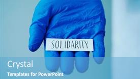  Presentation with solidarity - Beautiful slides featuring closeup-of-the-hand backdrop and a light blue colored foreground