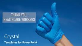  Presentation with surgical gloves - PPT layouts featuring closeup-of-the-hand background and a ocean colored foreground