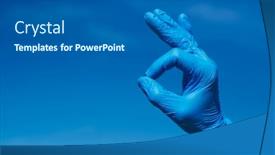  Presentation with surgical gloves - Slide set with closeup-of-the-hand background and a gray colored foreground