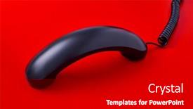  Presentation with red telephone - Audience pleasing PPT theme consisting of closeup-of-the-handset backdrop and a black colored foreground