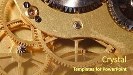  Presentation with watch gears - Presentation design having closeup-of-the-interlocking-gears background and a tawny brown colored foreground