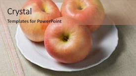  Presentation with apple - PPT theme with closeup of three apples fuji background and a  colored foreground
