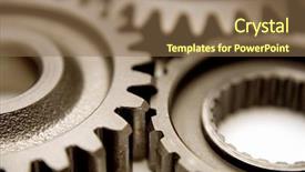  Presentation with steel - Presentation theme having closeup of three steel gears background and a violet colored foreground