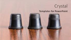  Presentation with shell - Beautiful slide deck featuring closeup-of-three-thimbles backdrop and a soft green colored foreground