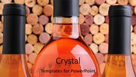  Presentation with bottles - Cool new PPT theme with closeup of three wine bottles backdrop and a red colored foreground