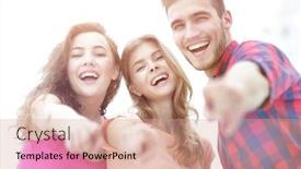  Presentation with forward - Beautiful PPT layouts featuring closeup of three young people showing hands forward backdrop and a coral colored foreground