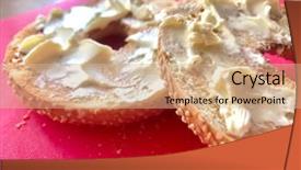  Presentation with bagel - Beautiful presentation theme featuring closeup of toasted sesame bagel backdrop and a  colored foreground