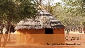  Presentation with hut - Theme consisting of closeup-of-traditional-hut background and a red colored foreground