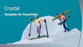  Presentation with ice blue - PPT layouts featuring closeup-of-two-miniature-skiers background and a gray colored foreground