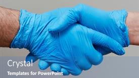  Presentation with surgical gloves - Audience pleasing slide deck consisting of closeup-of-two-people-wearing backdrop and a teal colored foreground