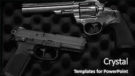  Presentation with self defense - Audience pleasing PPT theme consisting of closeup of two pistols handguns backdrop and a black colored foreground
