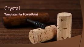  Presentation with corkscrew - PPT theme having closeup-of-two-wine-corks background and a wine colored foreground