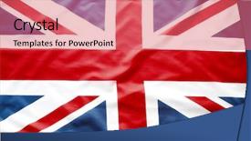  Presentation with union jack flag - PPT theme with closeup of union jack flag background and a coral colored foreground
