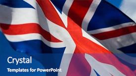  Presentation with union jack flag - PPT theme enhanced with closeup of union jack flag background and a ocean colored foreground