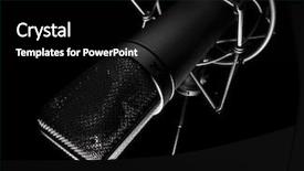  Presentation with microphone - Amazing theme having closeup of vintage microphone backdrop and a black colored foreground