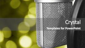  Presentation with stage lights - Beautiful PPT theme featuring closeup of vintage microphone backdrop and a dark gray colored foreground