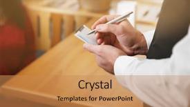  Presentation with out of order - Presentation theme having ordering - closeup of waiter taking order background and a coral colored foreground