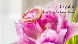  Presentation with flower wedding - Audience pleasing slides consisting of closeup of wedding rings on pink beautiful flower backdrop and a soft green colored foreground