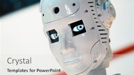  Presentation with robot - PPT layouts consisting of closeup-of-white-illuminated-human and a  colored foreground