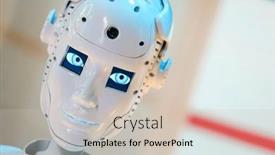  Presentation with robot - PPT layouts having closeup-of-white-illuminated-human and a  colored foreground