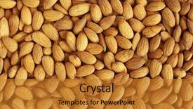  Presentation with almond - Theme featuring almonds - closeup of whole almond nuts background and a gold colored foreground