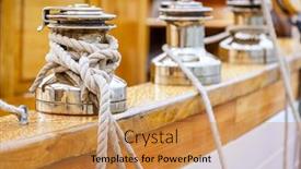  Presentation with sailing - Beautiful theme featuring closeup of winches with lines on a large sailing boat backdrop and a gold colored foreground