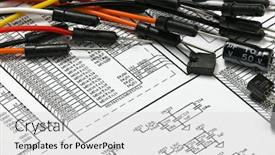  Presentation with electric wires - Beautiful theme featuring closeup of wires on circuit diagram - diy kit for learning training and development of electric circuits backdrop and a light gray colored foreground