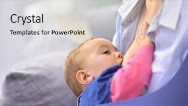  Presentation with breast feeding - Theme with closeup of woman breast feeding background and a light gray colored foreground
