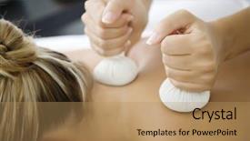 Presentation with herbal - Cool new presentation design with closeup of woman receiving massage backdrop and a coral colored foreground