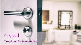  Presentation with doorknob - Colorful slide deck enhanced with closeup of wooden door backdrop and a sky blue colored foreground