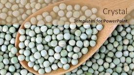  Presentation with peas - PPT theme with closeup of wooden spoon filled with raw dry green peas background and a coral colored foreground