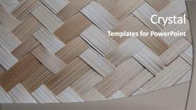  Presentation with woven - Audience pleasing PPT layouts consisting of closeup of woven bamboo pattern backdrop and a gray colored foreground