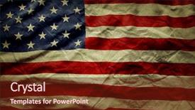  Presentation with american revolution close up - Slide deck with closeup of wrinkled american flag background and a  colored foreground