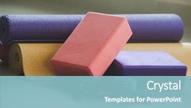  Presentation with belts - Audience pleasing PPT layouts consisting of closeup of yoga blocks belts backdrop and a light blue colored foreground